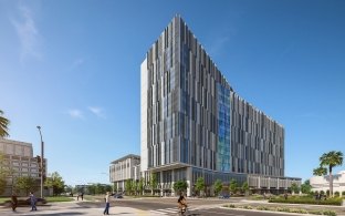 Exterior rendering of the hospital tower